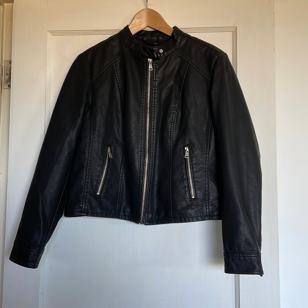 Faux leather moto jacket